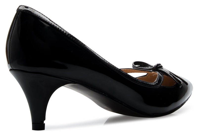 OLIVIA K Wome's Classic Closed Toe D'orsay Bow Kitten Heel Pump Dress, Work, Party Mid Heeled Pumps,Black,10 B(M) US - Image 3